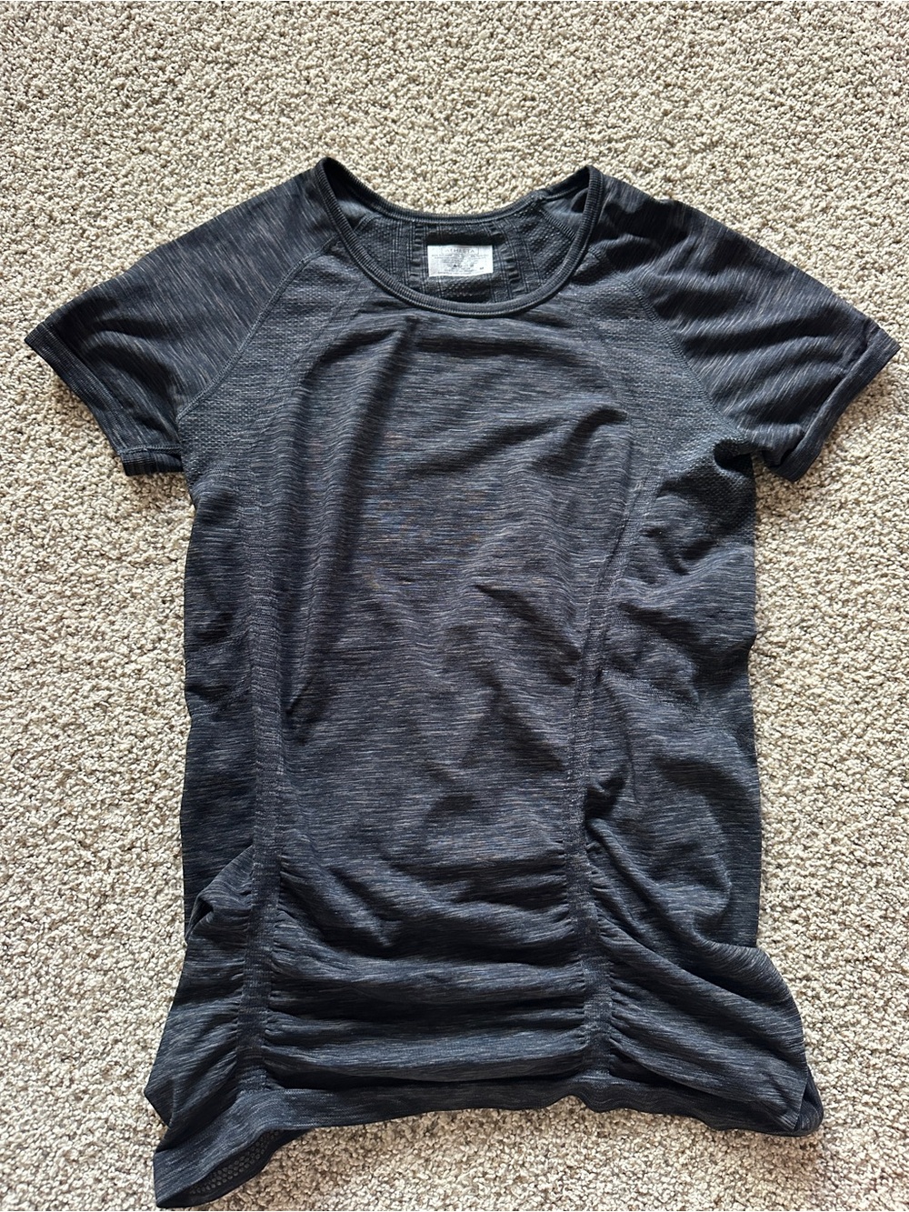 Athleta Black Heathered Short Sleeve Active Tee